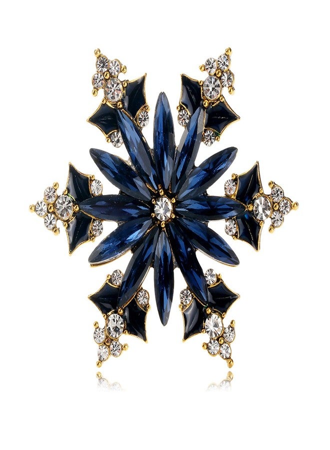 WCRAZYE Snowflake Brooch Pin for Men Women Vintage Rhinestone CZ Winter Christmas Flower Lapel Pins Christmas Snowflake Brooch Corsage Badge Pin Cloth Dress Accessories Jewelry for Christmas (Blue) - Image 1