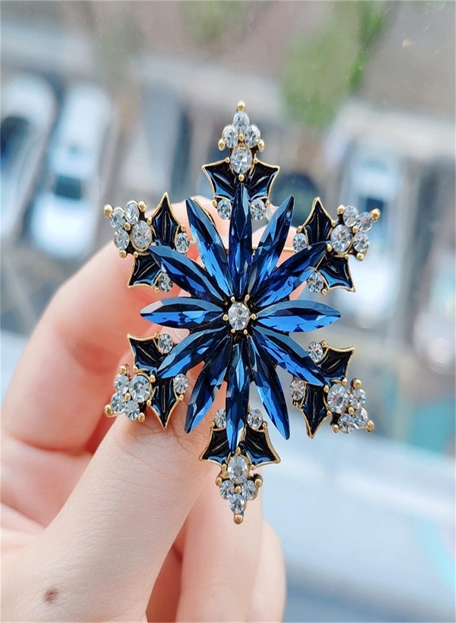 WCRAZYE Snowflake Brooch Pin for Men Women Vintage Rhinestone CZ Winter Christmas Flower Lapel Pins Christmas Snowflake Brooch Corsage Badge Pin Cloth Dress Accessories Jewelry for Christmas (Blue) - Image 5