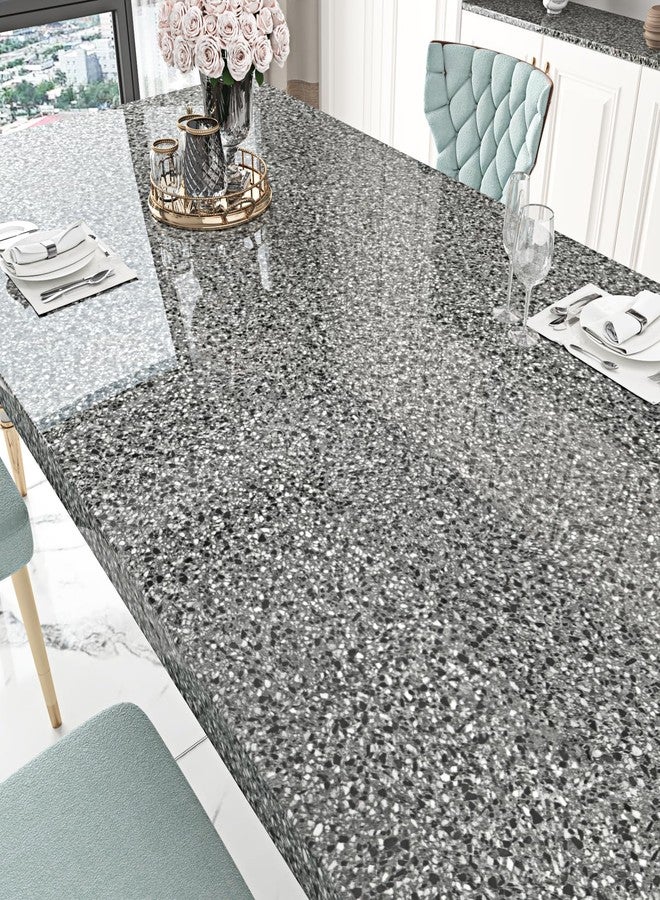 WESTICK Dark Granite Countertop Contact Paper for Kitchen Glossy Marble Wallpaper Self Adhesive Counter Top Peel and Stick Waterproof Grey Terrazzo Viny Wrap for Tables Cabinets Desk 15.8"x200" - Image 2