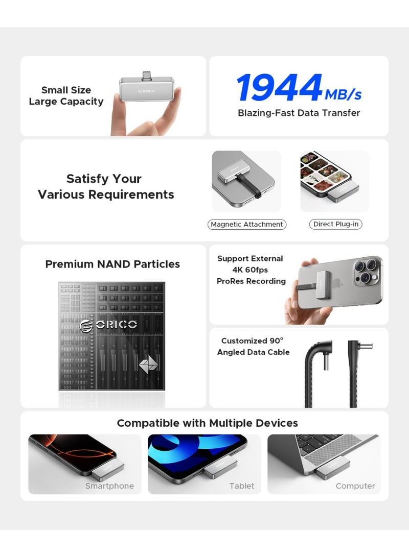 Orico FlashPod  2TB External SSD Up to 2000MB/s, Direct Plug Design, Portable Solid State Drive + Portable Protection Case for External SSD Hard Drive S20 - Image 4