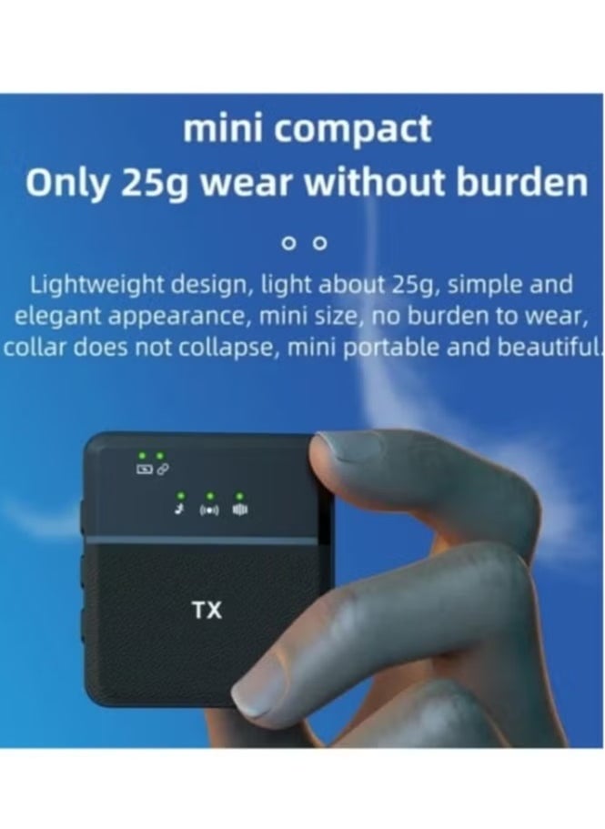 3-in-1 Square Wireless Lavalier Microphone for iPhone Android, Camera & Speaker – 10-Hour Battery Life, Mini Microphone with Noise Reduction for Video Recording, Vlogging, YouTube TikTok (SX31 Single Mic).