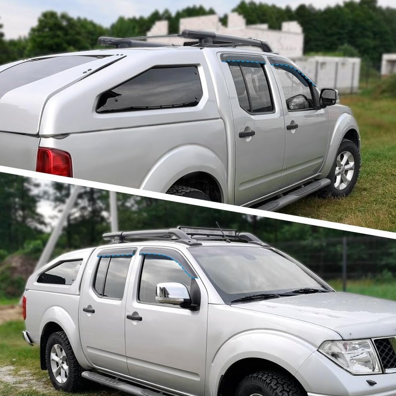 مظلات الرياح لسيارة نيسان نافارا D40 2006-2014 كابينة مزدوجة، مظلات النوافذ الأمامية والخلفية، واقي المطر، أسود مدخن - Image 2