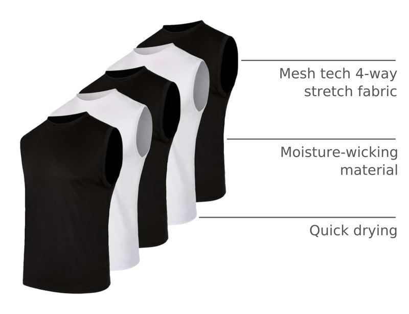 REALESSENTIALS Real Essentials 5 Pack: Men's Mesh Active Athletic Tech Tank Top - Workout & Training Activewear (Available in Big & Tall),Set 3-L - Image 4