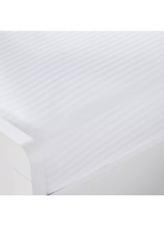 Rest Stripe Fitted Sheet Set King 180 X 200+30 Cm + 2 Pillowcases 50 X 75 Cm Brushed Microfiber Premium Durable Quality Deep Pocket For A Perfect Fit Shrinkage Fade Resistant White  - Image 2
