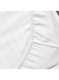 Rest Stripe Fitted Sheet Set King 180 X 200+30 Cm + 2 Pillowcases 50 X 75 Cm Brushed Microfiber Premium Durable Quality Deep Pocket For A Perfect Fit Shrinkage Fade Resistant White  - Image 3