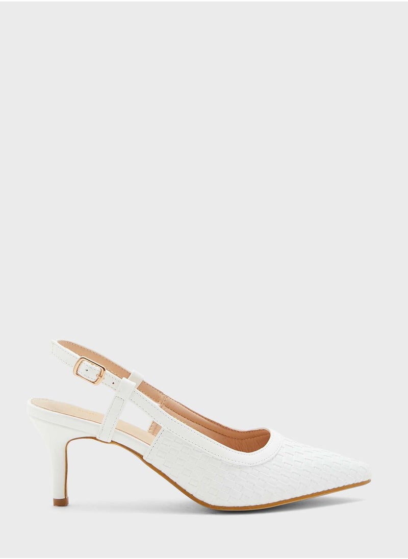 ELLA - Weaved Cutout Strap Pump - Image 1