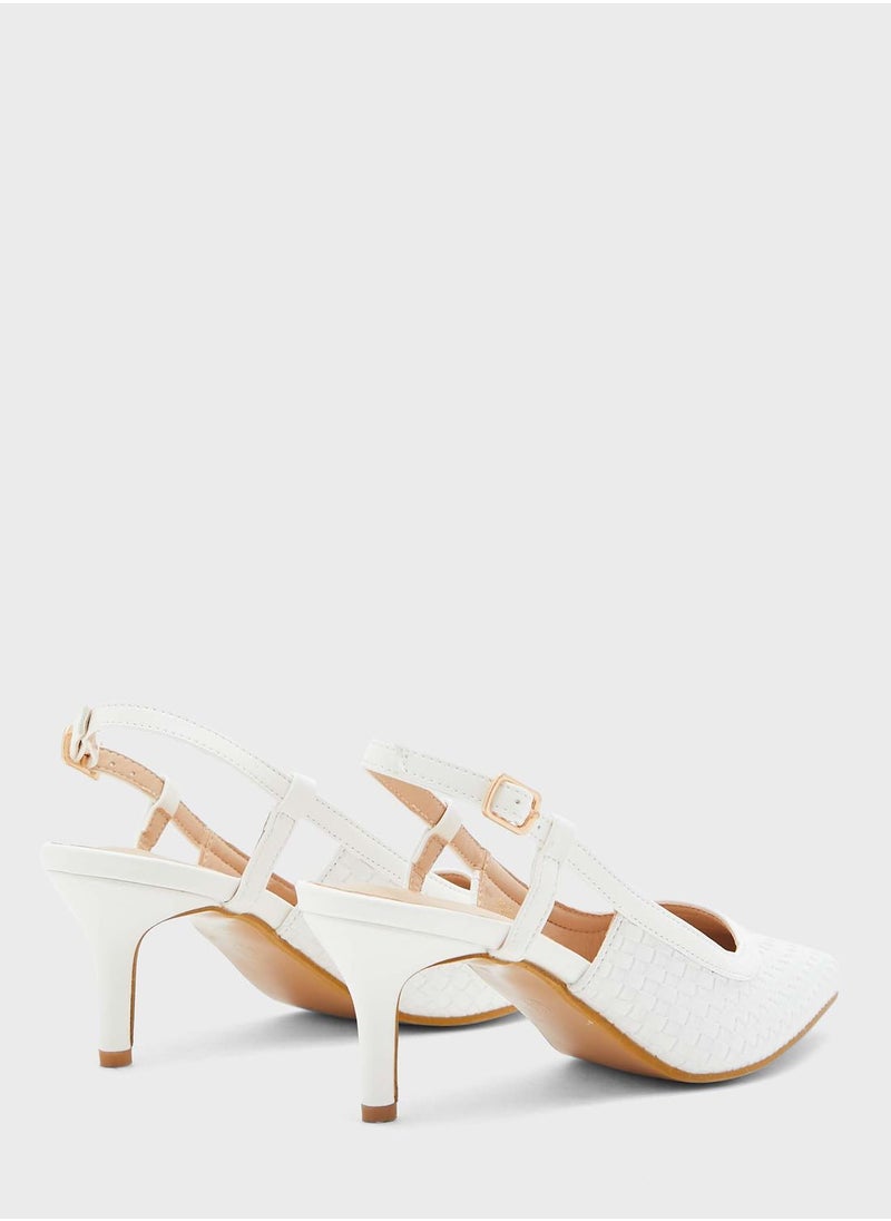 ELLA - Weaved Cutout Strap Pump - Image 1