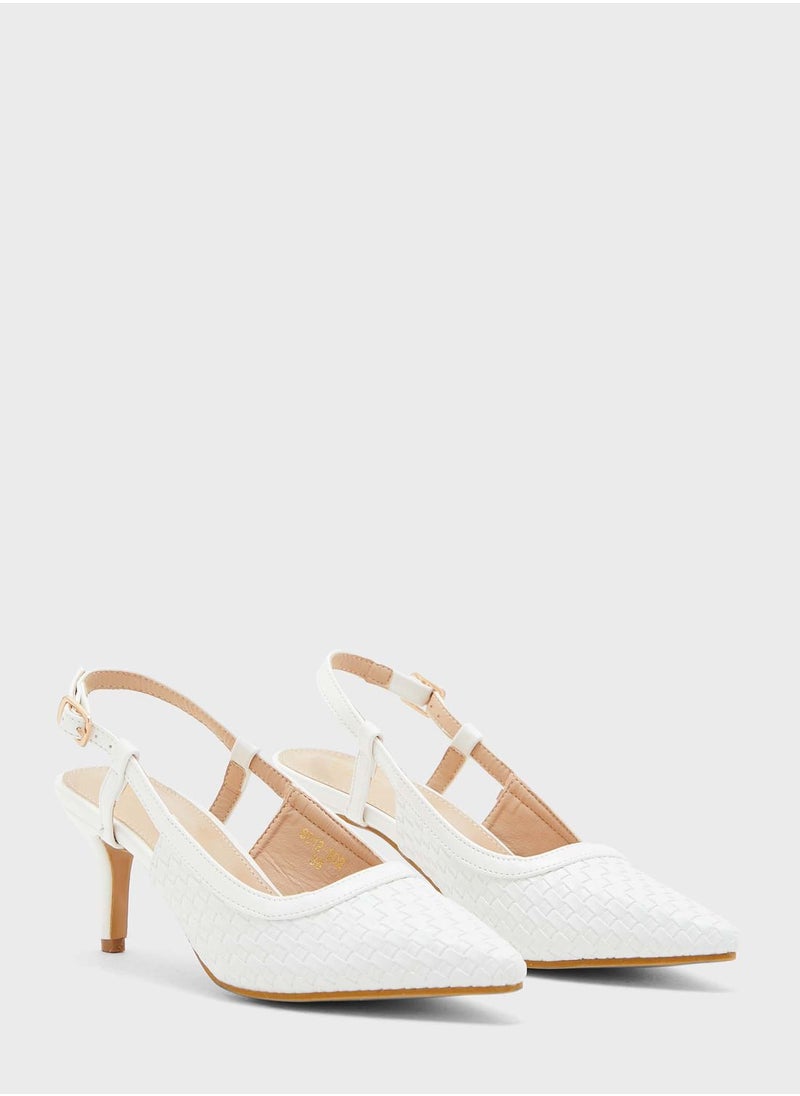 ELLA - Weaved Cutout Strap Pump - Image 1