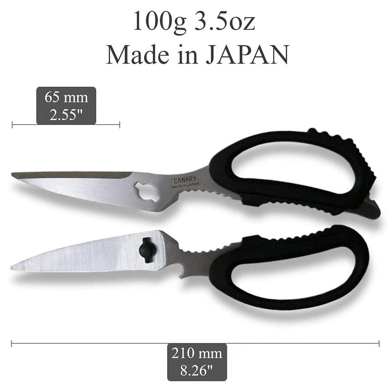 CANARY Japanese Kitchen Scissors Heavy Duty 8.2", Made in JAPAN, Dishwasher Safe Come Apart Blade, Multipurpose Kitchen Scissors, Sharp Serrated Japanese Stainless Steel, Black - Image 2