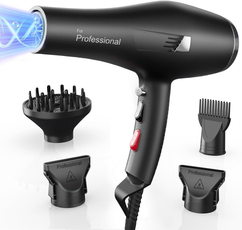 Faszin Ionic Hair Dryer, Salon Professional Blow Dryer 2400W AC Motor Fast Drying with 2 Speed, 3 Heat Setting, Cool Button, with Diffuser, Nozzle, Concentrator Comb for Curly and Straight Hair - Image 1