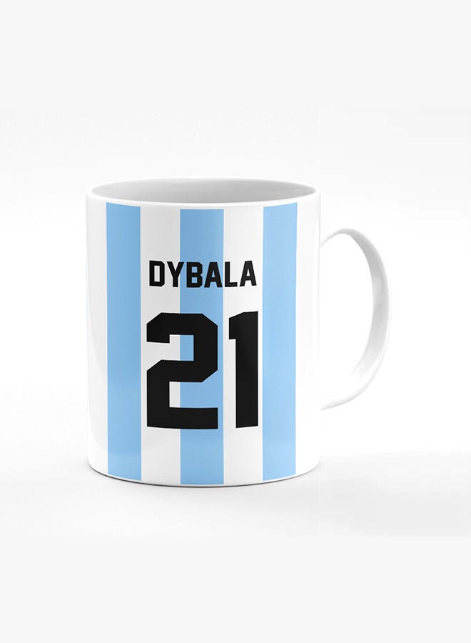 Stylizedd Designer Printed Coffee Mug with Heavy Duty Handle 11oz Ceramic Personalised Gift Mugs Cup [Microwave Safe & Dishwasher Proof] -Football Team - Argentina Player Name - Dybala - Image 1