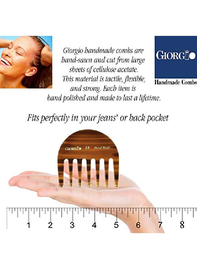 Giorgio G63 Small Travel Purse Hair Detangling Comb Pocket Wide Tooth Comb For Curly Hair Thick Wavy. Hair Detangler Comb For Wet And Dry Everyday Care. Handmade Of Cellulose Sawcut Hand Polished - Image 4