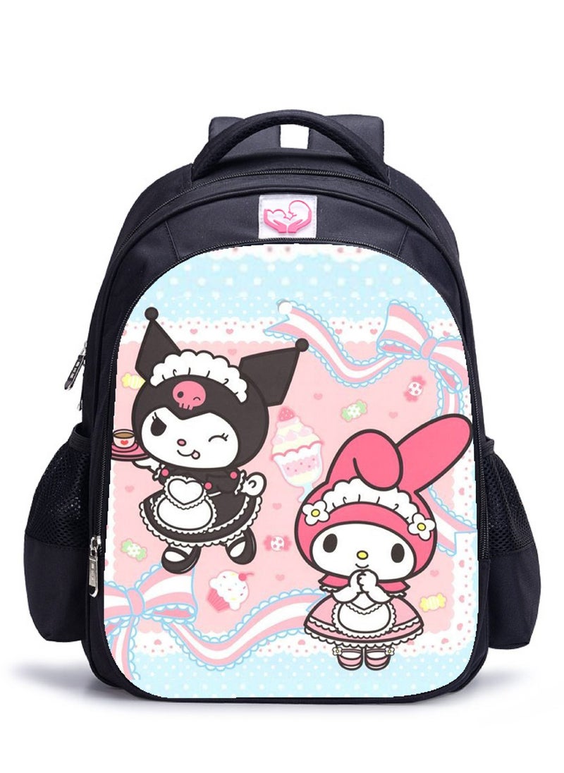 kuromi - 【School Season】Kuromi Melody Co-branded Backpack Girls Cute Primary School Students Large Capacity Schoolbag 14 Inch Laptop Bag Travel Bag Leisure Bag Universal - Image 1
