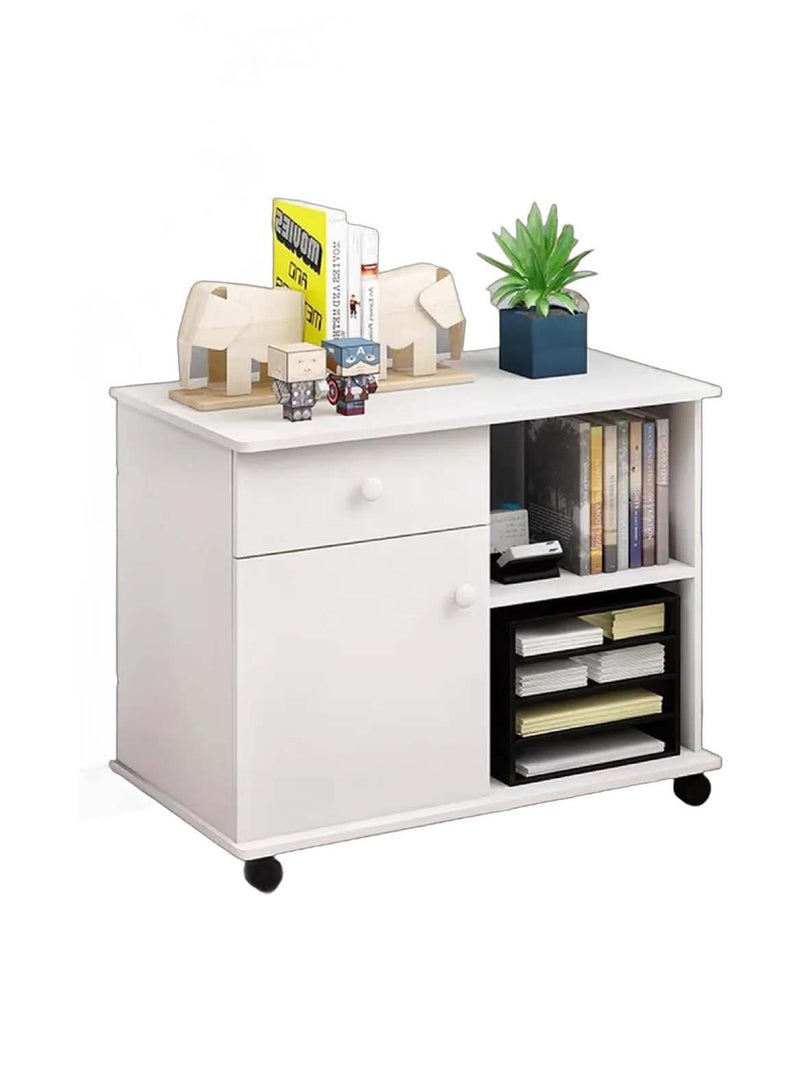 شاربدو خزانة مكتب بسيطة مع بكرة، خزانة تخزين متحركة متعددة الوظائف لغرفة النوم حديثة مع مساحتين مستقلتين للتخزين وقسم للتخزين - Image 3