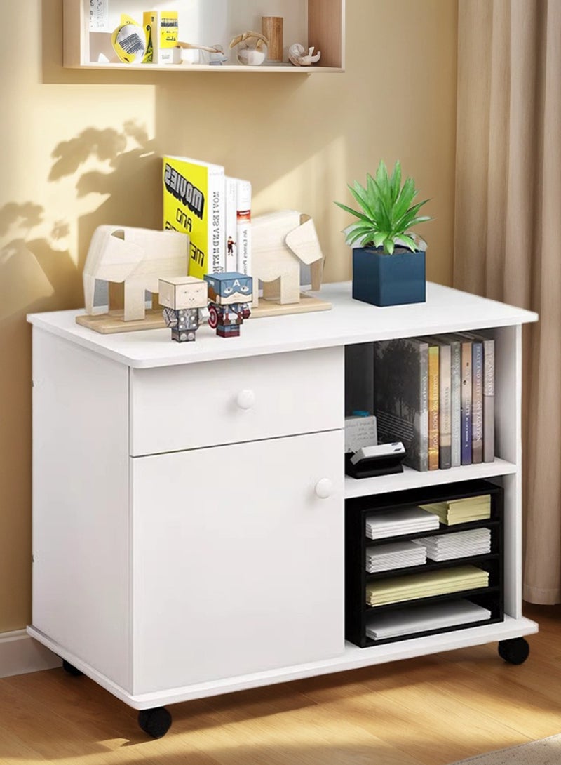 شاربدو خزانة مكتب بسيطة مع بكرة، خزانة تخزين متحركة متعددة الوظائف لغرفة النوم حديثة مع مساحتين مستقلتين للتخزين وقسم للتخزين - Image 2