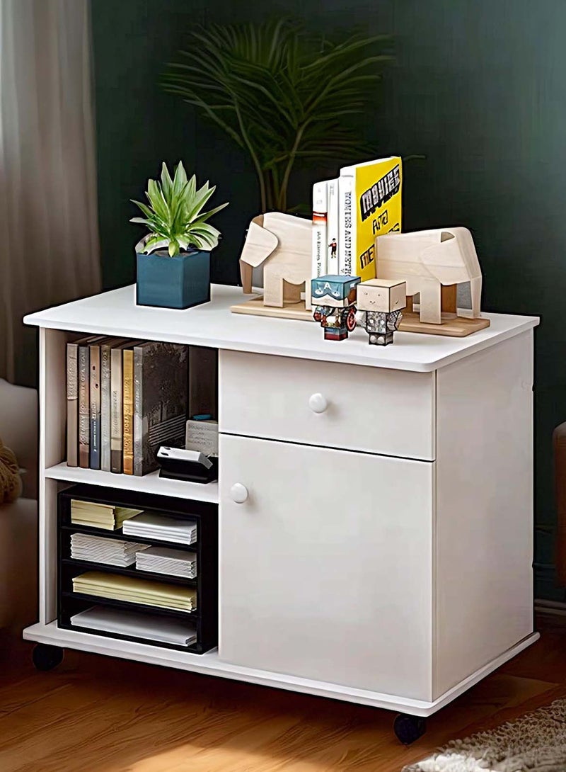 شاربدو خزانة مكتب بسيطة مع بكرة، خزانة تخزين متحركة متعددة الوظائف لغرفة النوم حديثة مع مساحتين مستقلتين للتخزين وقسم للتخزين - Image 1