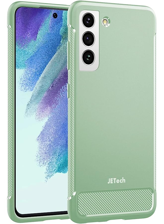 Jetech Slim Fit Case Compatible With Samsung Galaxy S21 Fe 5G 6.4-Inch, Thin Phone Cover With Shock-Absorption And Carbon Fiber Design (Green) - Image 1