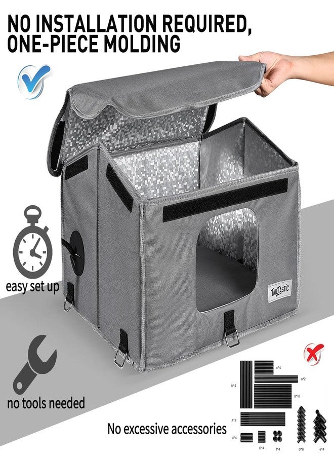 Tailtastic Heated Outdoor Cat House,Weather-Resistant Insulated Cat Shelter with Elevated Stand,Winter-Ready for Stray Cats, No Assembly Needed,17"x15"x13" (Grey) - Image 3