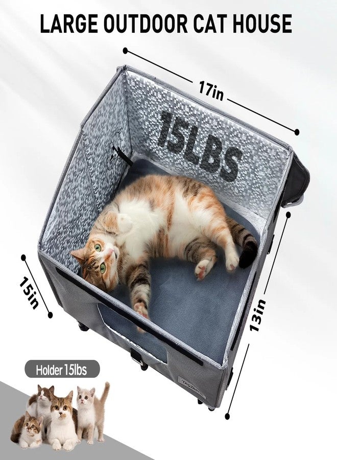 Tailtastic Heated Outdoor Cat House,Weather-Resistant Insulated Cat Shelter with Elevated Stand,Winter-Ready for Stray Cats, No Assembly Needed,17"x15"x13" (Grey) - Image 4