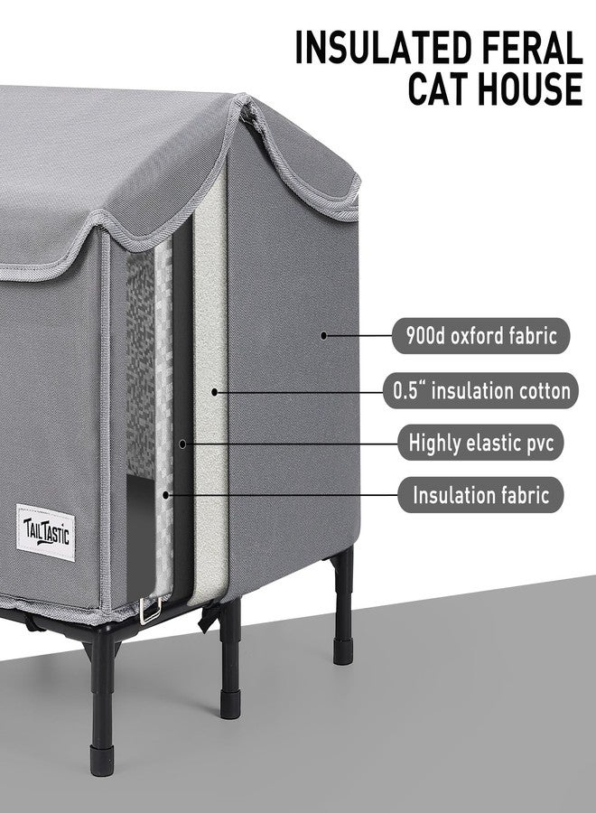 Tailtastic Heated Outdoor Cat House,Weather-Resistant Insulated Cat Shelter with Elevated Stand,Winter-Ready for Stray Cats, No Assembly Needed,17"x15"x13" (Grey) - Image 5