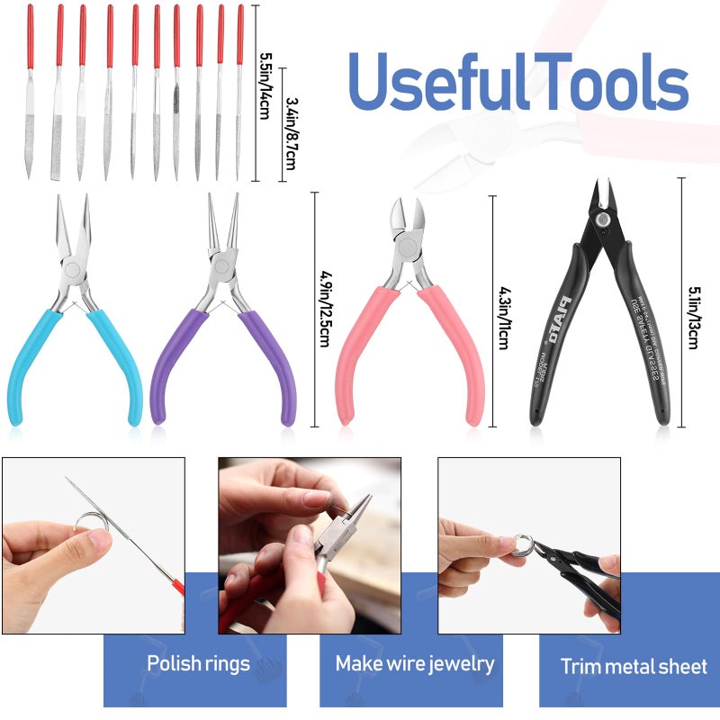 Chumia Jewelers Tools Set Including Jeweler's Saw Frame 144 Blades Third Hand Tweezers Wooden Pin Clamp Multipurpose Needle File Wooden Ring Clamp Ring Sizer Mandrel Measuring Tool Mallet Hammer - Image 4