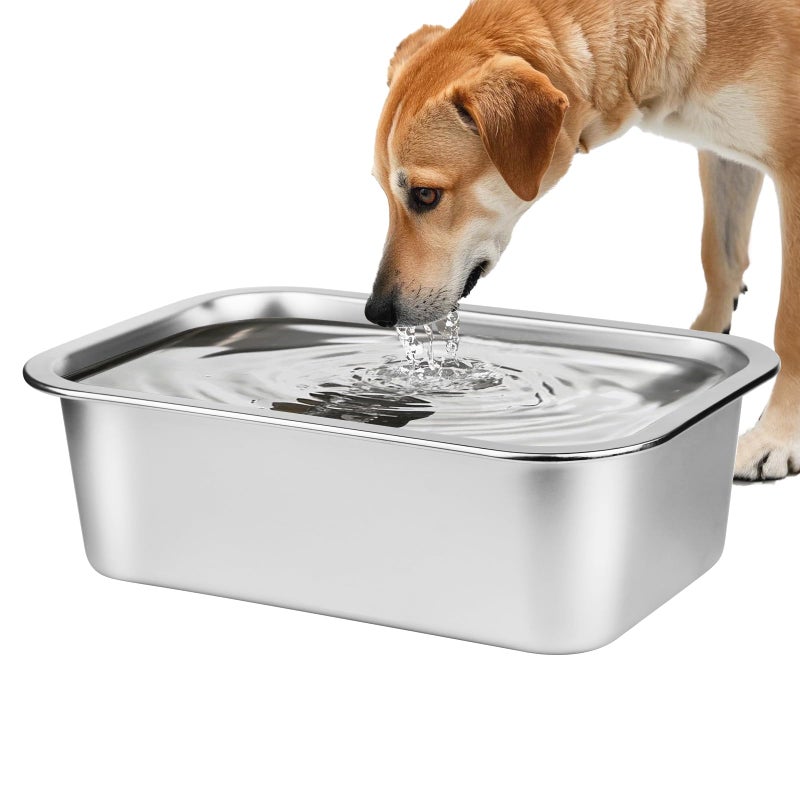 Ohtomber Stainless Steel Dog Bowl - 2.65 Gallons Metal Large Pet Dog Water & Food Bowl, Outdoor Feeder Water Trough Dish Plate for Cat, Big, Extra Large Breed - Image 1