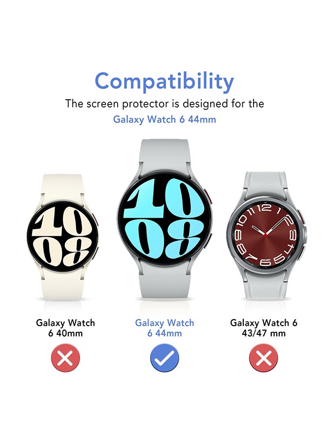 O Ozone Tempered Glass Screen Protector for Samsung Galaxy Watch 6 44mm [2 Pack], 3D Full Coverage Curved Edge Screen Protective Cover - Image 2