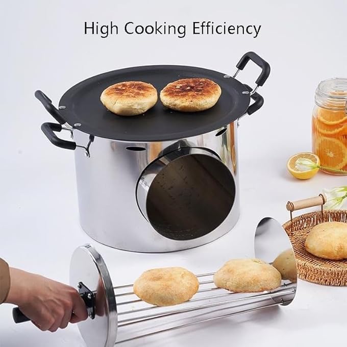 ريحني موقد بسكويت من الفولاذ المقاوم للصدأ موقد تجاري للنار موقد شواء مدمج، تسخين متساو وكفاءة طهي عالية ومتانة - Image 3