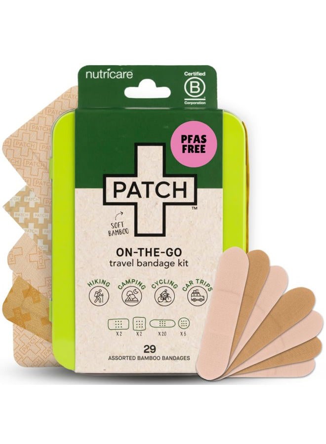 PATCH Natural Bamboo Adhesive Bandages Travel Kit for Sensitive Skin, Eco-Friendly and Hypoallergenic, 29 Count - Image 1