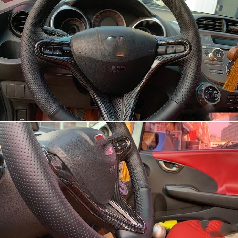 AEETUED Carbon Fiber Style Replacement Steering Wheel Trim Cover for Honda Civic (2006-2011) - Image 3