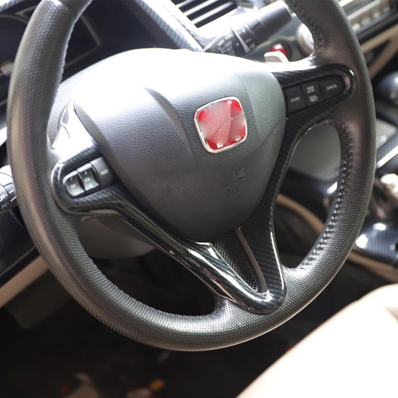 AEETUED Carbon Fiber Style Replacement Steering Wheel Trim Cover for Honda Civic (2006-2011) - Image 4