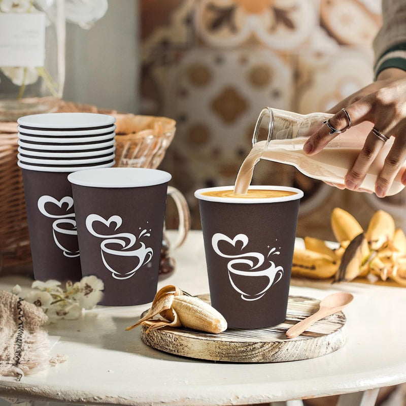 Clawsoff 300 Count 12 oz Paper Coffee Cups, Disposable Drinking Cups for Hot or Cold Beverage, 12 ounce Brown Coffee Cups for Party, Business, Travel, Picnic - Image 3