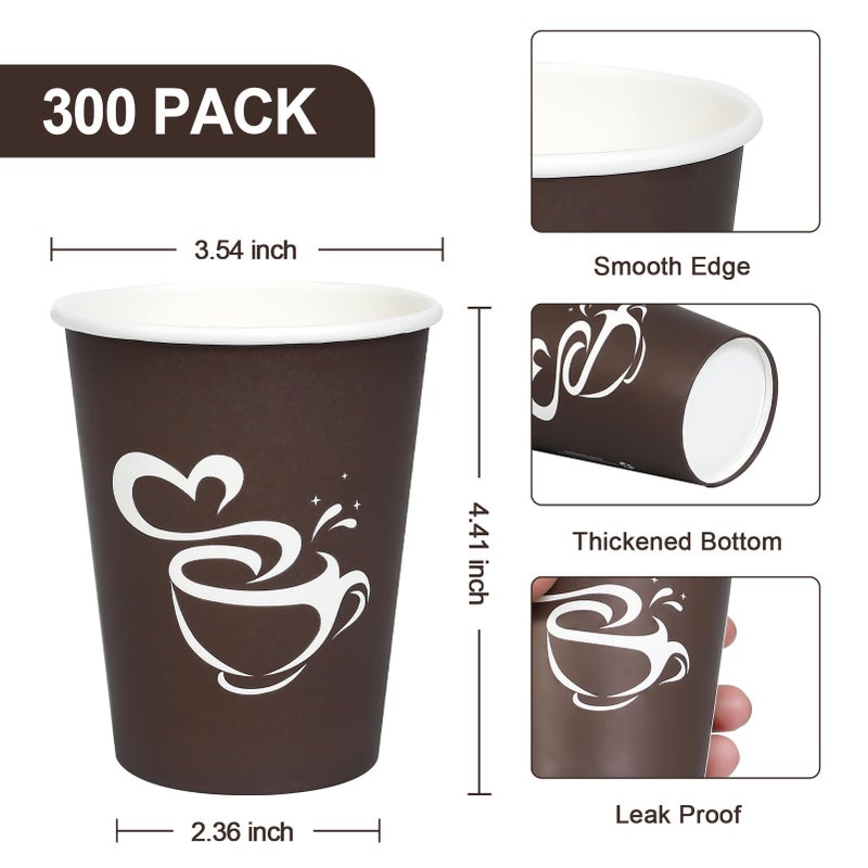 Clawsoff 300 Count 12 oz Paper Coffee Cups, Disposable Drinking Cups for Hot or Cold Beverage, 12 ounce Brown Coffee Cups for Party, Business, Travel, Picnic - Image 2