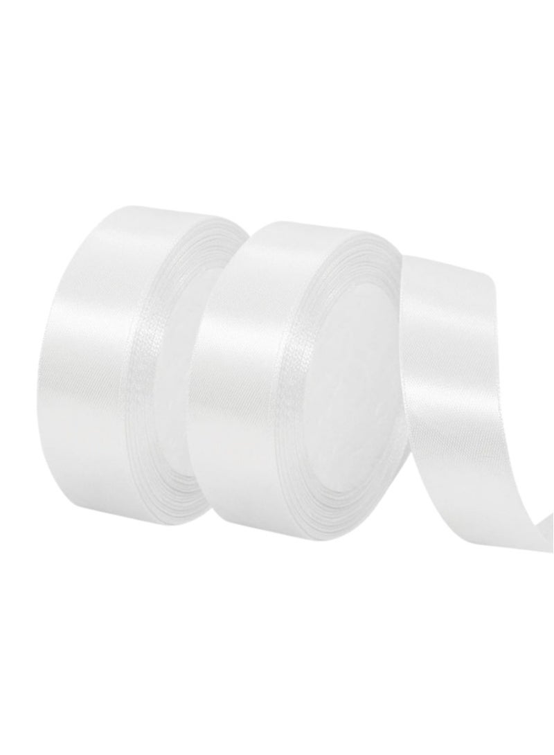 Generic 2-Pack | 1-Inch Elegant Pearl White Satin Ribbon | Perfect for Gift Wrapping, Wedding Decorations, Crafting Projects, Special Events | Eid, Ramadan, Thanksgiving, New Year, and More | Each Roll 25 Meters in Length - Image 1