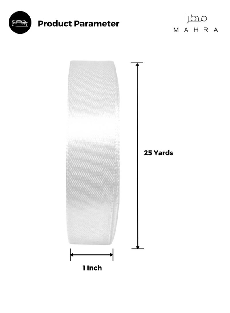 Generic 2-Pack | 1-Inch Elegant Pearl White Satin Ribbon | Perfect for Gift Wrapping, Wedding Decorations, Crafting Projects, Special Events | Eid, Ramadan, Thanksgiving, New Year, and More | Each Roll 25 Meters in Length - Image 2