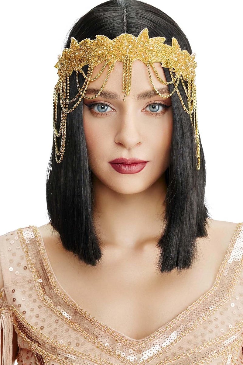 BABEYOND 1920s Flapper Headpiece Roaring 20s Headband Great Gatsby Headband Chain for Women Vintage Hair Accessory - Image 1