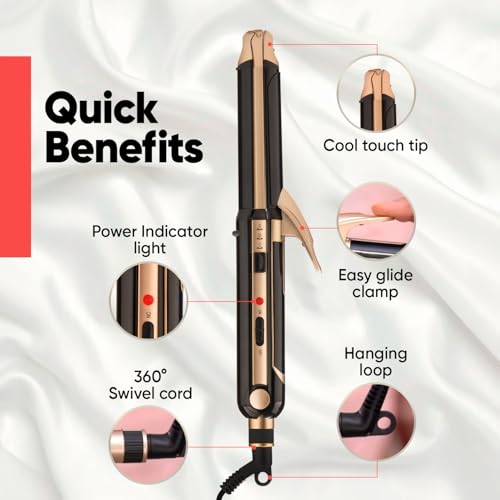 Vega 3 in 1 Hair Styler for Women, (India's No.1 Appliance Brand) | Straightener, Curler and Crimper, Quick Heat up, Suitable for All Types, Gold-Black (VHSCC-01) - Image 4