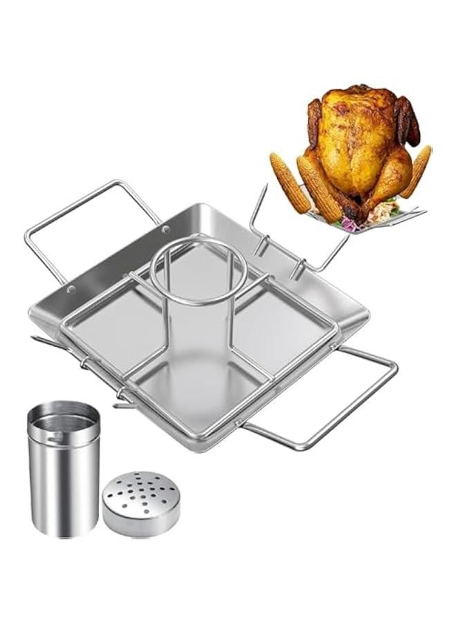 Grillers Beer Can Chicken Roaster Stand - Stainless Steel Holder - Barbecue Rack for The Grill, Oven or r - Dishwasher Safe - Includes 4 Vegetable Spikes - Image 1