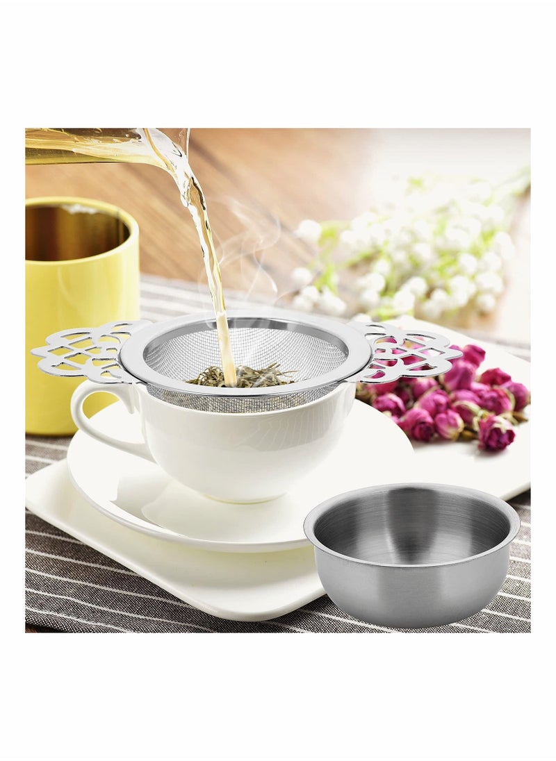 Generic - 2 Pcs Fine Mesh Tea Strainers with Bowl Stainless Steel Loose Tea Infusers Strainers Diameter Mini Tea Fine Sieve Ideal for Juice Coffee Filter - Image 1