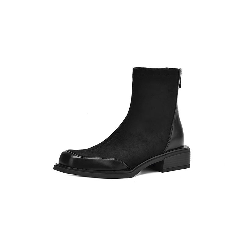 Independent Station Supply In 2024 Casual Low-Heeled Women'S Boots 33-43 British Wind Square Head Stitching Low Boots - Image 1