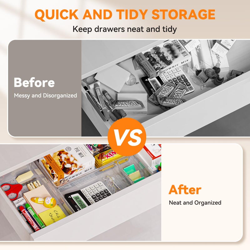 Criusia Utensil Drawer Organizer For Kitchen  8 Pack Silverware Organizer Utensil Holder  Clear Plastic Drawer Dividers For Flatware  Cutlery  Kitchen Gadgets Accessories  Organizador De Cocina - Image 5