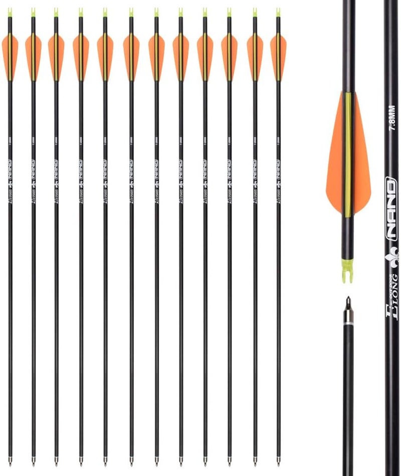 TY Archery Carbon Arrow Hunting Arrows with 100 Grain Removable Tips for Archery Compound & Recurve & Traditional Bow Practice Shooting (Pack of 12) - Image 1