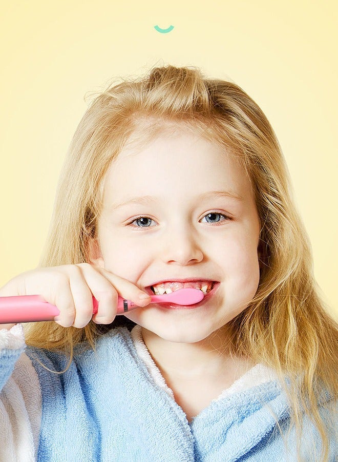 Sharpdo Kids Battery Powered Toothbrush, Children Sonic Toothbrushes with 6 Brush Heads, Rabbit, Pink - Image 4