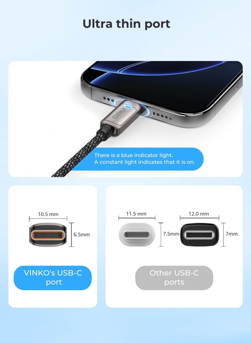 Vinko كابلVINKO N1001 بقوة 240 واط من نوع C إلى C كابل USB-C للشحن السريع للشحن السريع لأجهزة iPhone 17 وسامسونج وآيباد وماك بوك واللابتوب - Image 2