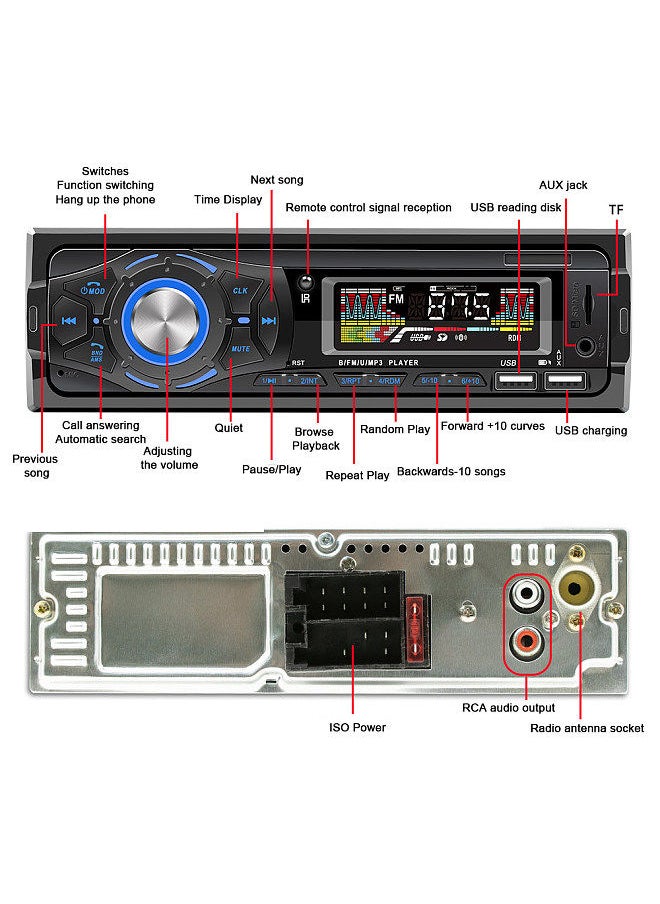 Generic - Multi-function Car BT MP3 Player Dual USB Interface Car Music Player Auto Voice Assistant MP3 Player Radio Receiver - Image 1