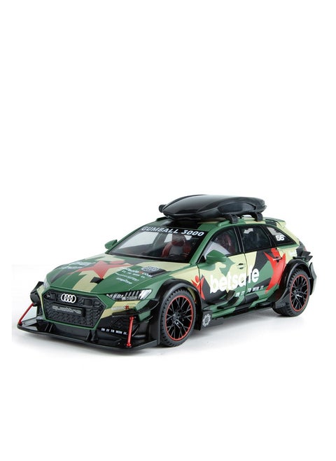 1: 24 Scale Diecast Toy Car RS6 Race Modified Edition Realistic Alloy Car Model Proxy Shipping ChromoCube RS6 DTM Modified Race Edition Green Camo with Travel Case