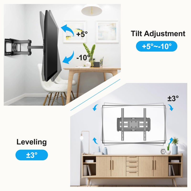 XINLEI Full Motion TV Wall Mount for Most 26"-70" Flat/Curved TV, Swivel Tilt Bracket with Articulating Dual Arms, Support 100lbs, Max VESA 400x400mm, Fits 12â€/16" Wood Stud (MA570) - Image 3