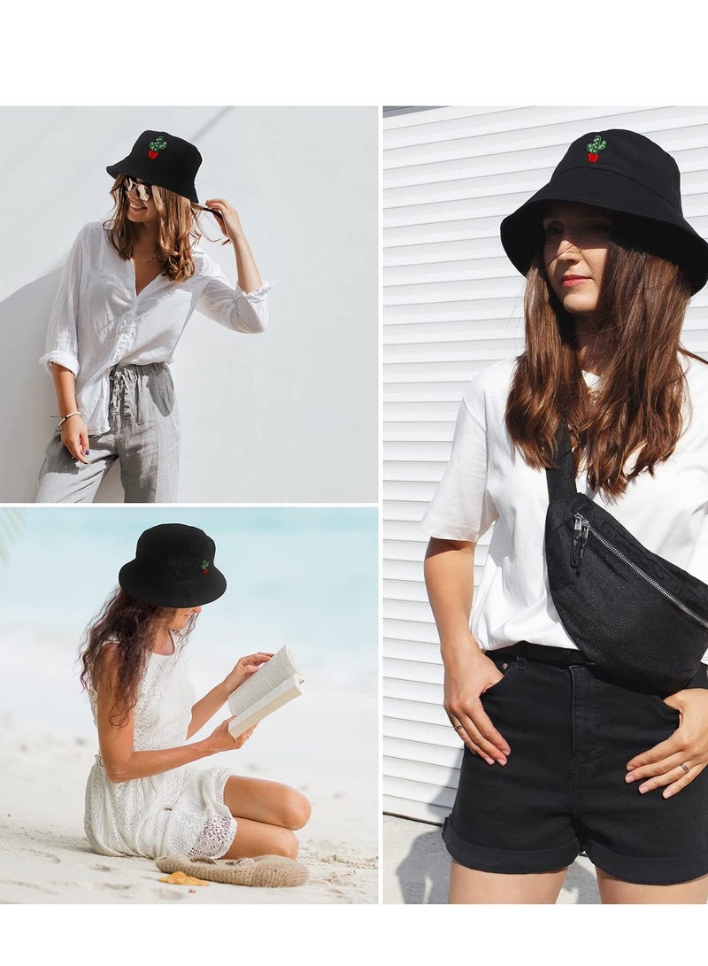 Bucket Hat - Men Sun for Women, Summer Travel Beach Fisherman Cap for Teens 100% Cotton Protection Windproof Hats - Image 4