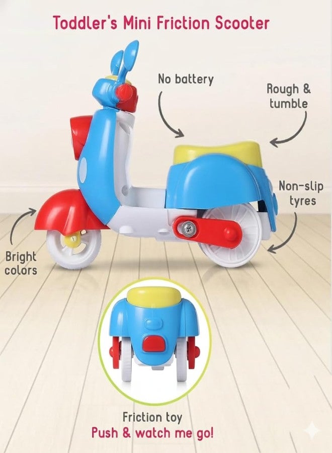 Zelvo Pull Back Scooter Toy for Kids | Mini Motorcycle Vehicle Toy for Toddlers | Colorful Unisex Scooter with Moving Handle & Friction Action | Fun Wheel Car Toy Gift for Boys & Girls, Multicolor - Image 3