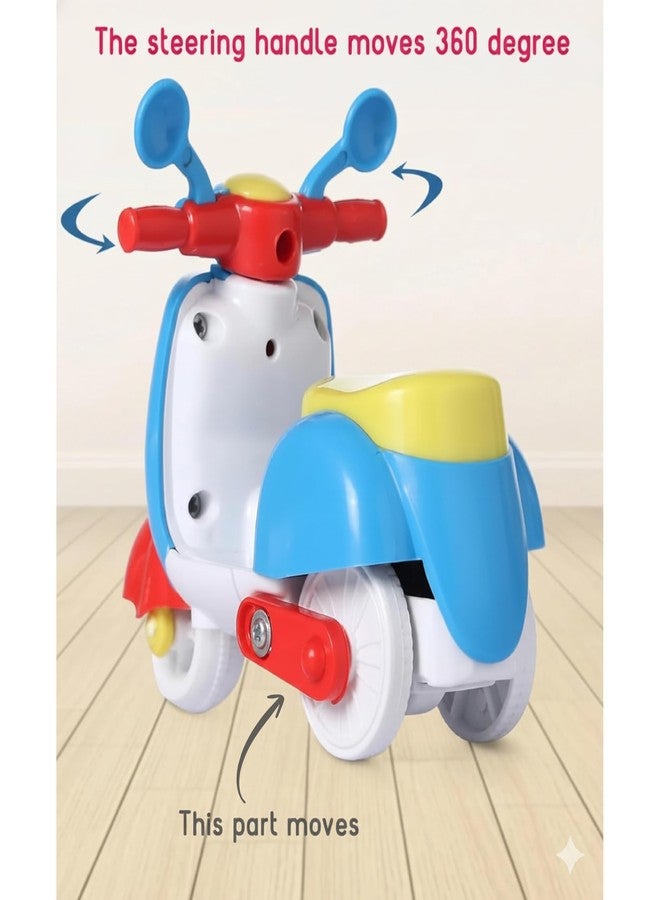 Zelvo Pull Back Scooter Toy for Kids | Mini Motorcycle Vehicle Toy for Toddlers | Colorful Unisex Scooter with Moving Handle & Friction Action | Fun Wheel Car Toy Gift for Boys & Girls, Multicolor - Image 2